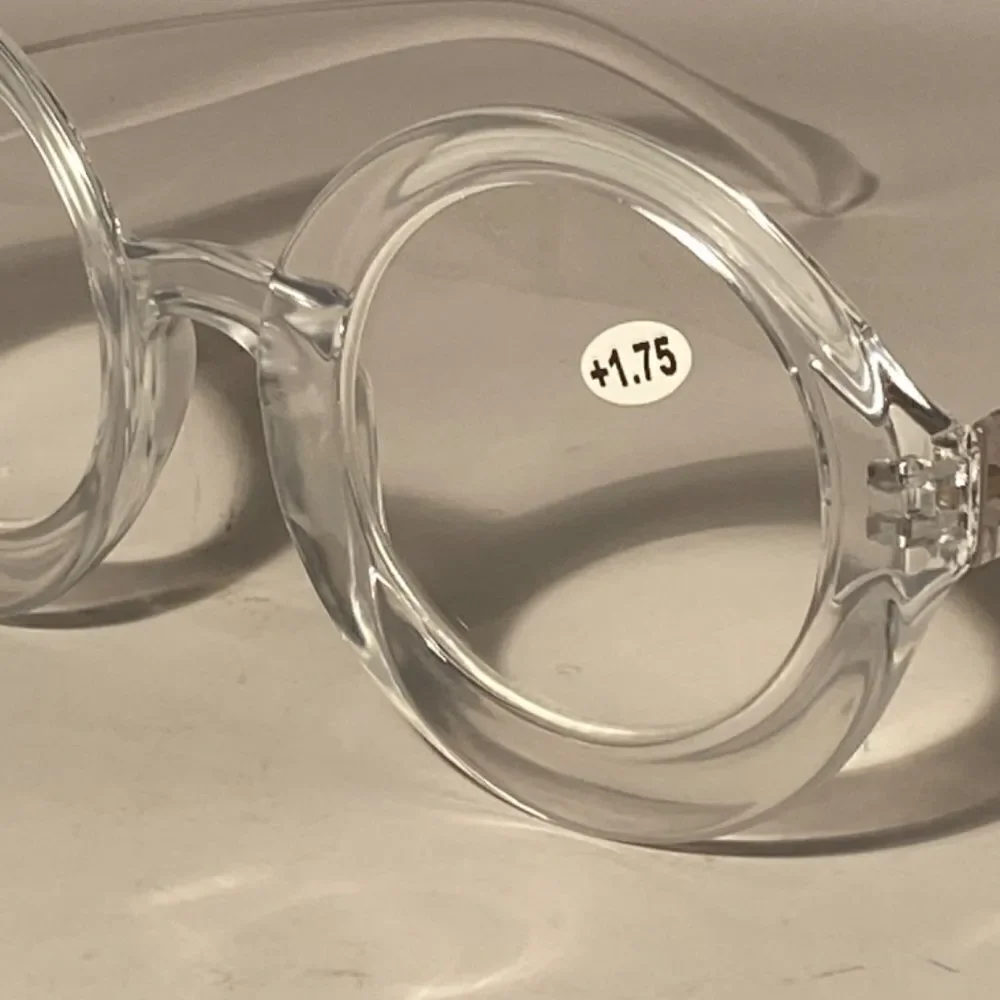 1056 Fern Oversized 1.75 Reading Glasses Readers Round Clear Frames NWT